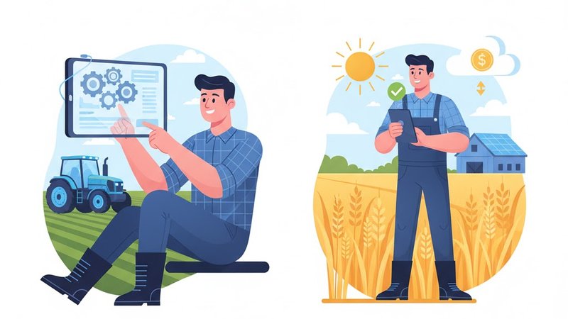 Современная иллюстрация для статьи о получении фермерами онлайн-займов до зарплаты.